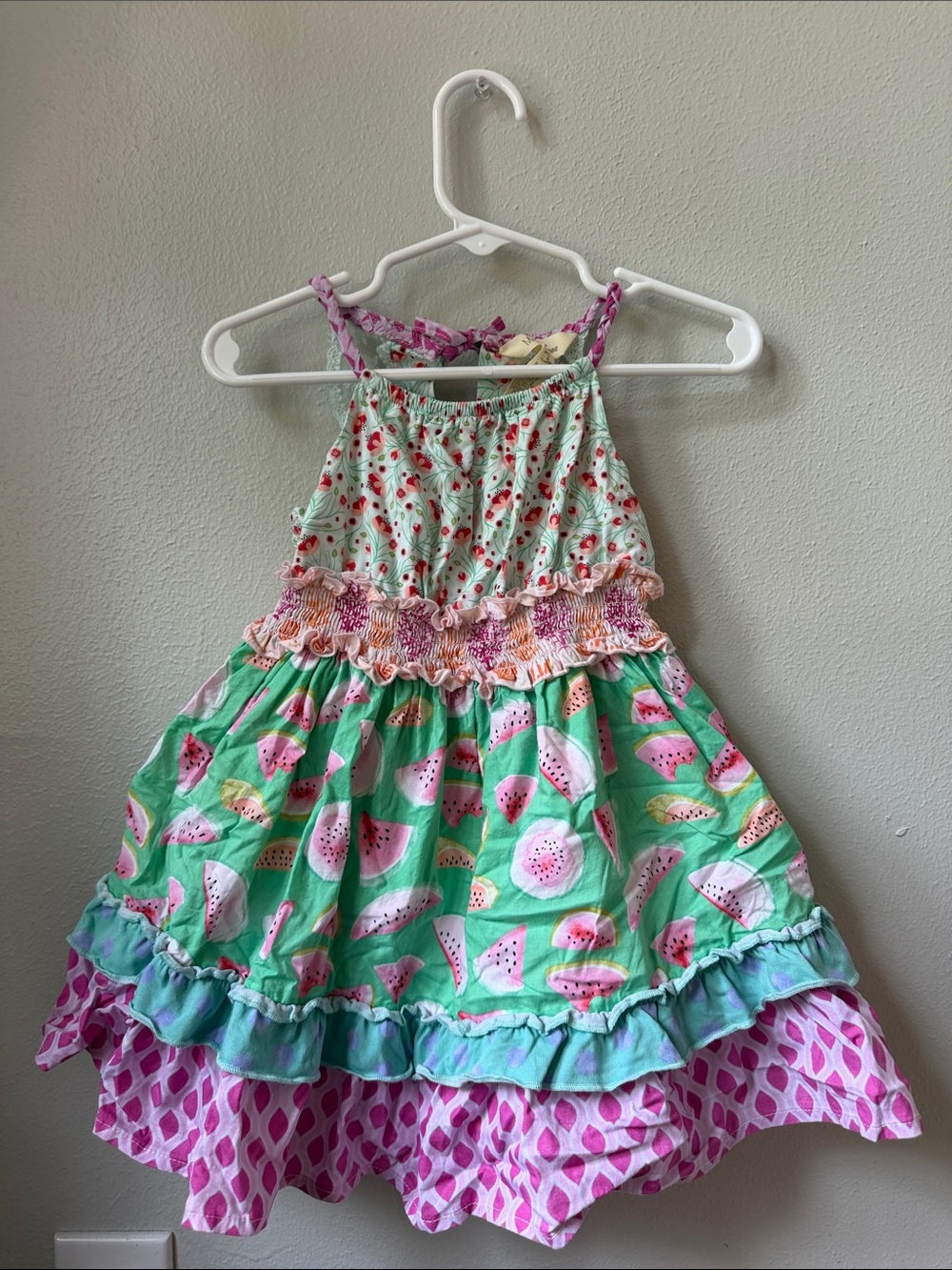 Matilda Jane Girls' Mint Green & Pink Watermelon Print Summer Dress